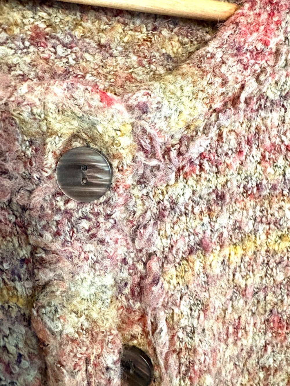 52 Weekends Multicolor Bouclé Button-Front Cardigan - Picture 3 of 5